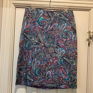 Talbots Colorful Pencil Skirt with Back Slit Size 8